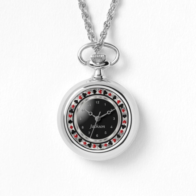 Personalise Poker Player Game in Silver Watch (Front)