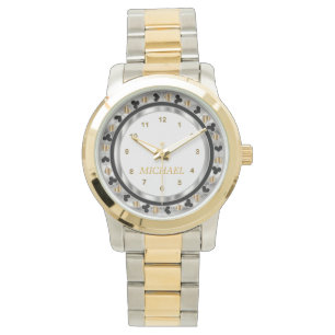 Personalise Poker Player - Sliver & Gold Watch