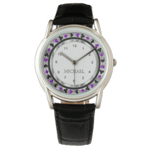Personalise Poker Player - Sliver & Purple Watch
