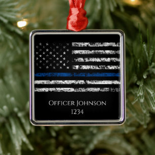Personalise police officer gift  metal tree decoration