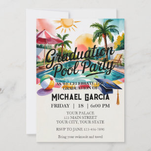 Personalise Pool Graduation Party Funny Memory  Invitation