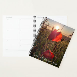 Personalise poppies at sunset planner