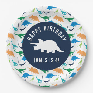 Personalise Preppy Dinosaur Birthday Party Plate