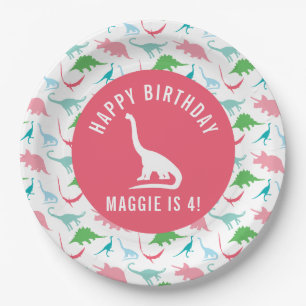 Personalise Preppy Dinosaur Birthday Party Plate
