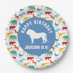 Personalise Preppy Lion Safari Animal Birthday Paper Plate