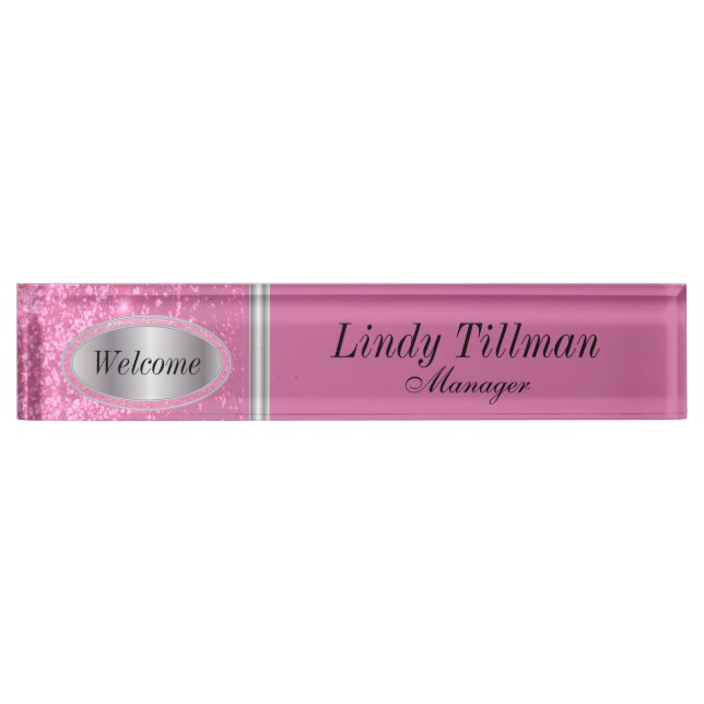 Personalise, Pretty in Pink Name Plate (Front)