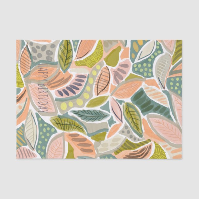 Personalise Pretty Tropical Leaves Tissue Paper (Front)