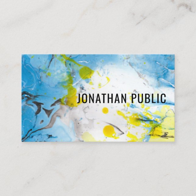 Personalise Professional Trendy Blue Yellow Modern Business Card (Front)
