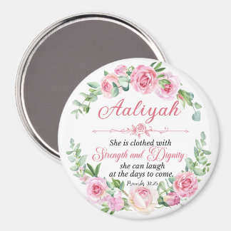 Personalise Prov 31:25 Mother's Day Pink Rose Magn Magnet