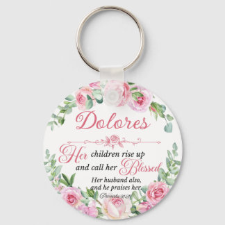 Personalise Prov 31:28 Mother's Day Pink Rose  Key Ring