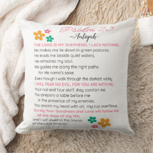 Personalise Psalm 23-NIV Bible Scripture Flowers Cushion