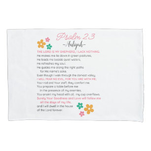 Personalise Psalm 23-NIV Bible Scripture Flowers Pillowcase