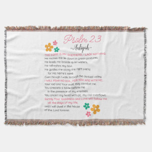 Personalise Psalm 23-NIV Bible Scripture Flowers Throw Blanket