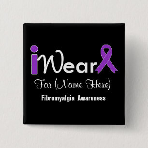 Personalise Purple Ribbon Fibromyalgia 15 Cm Square Badge