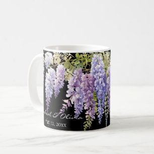 Personalise purple watercolor wisteria floral  coffee mug