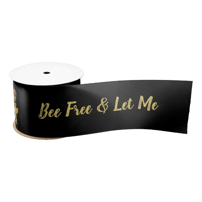 Personalise QUEEN BEE Free Gift Wrap Packing Black Satin Ribbon (Spool)