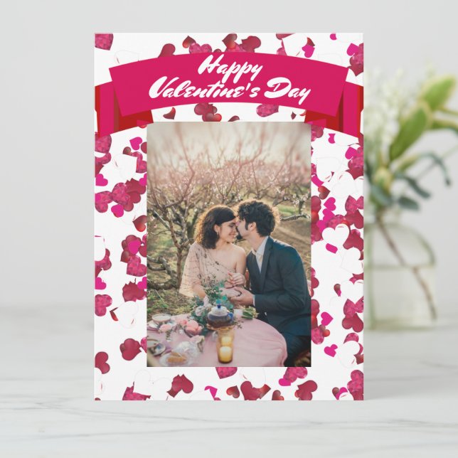 Personalise Quote Photo Sweetheart Pink Valentine  Holiday Card (Standing Front)