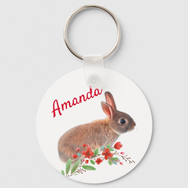 Personalise Rabbit Key Ring (Front)