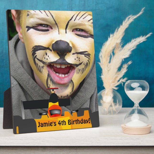 Personalise Race Car 4th Birthday Party Display Plaque (Side)