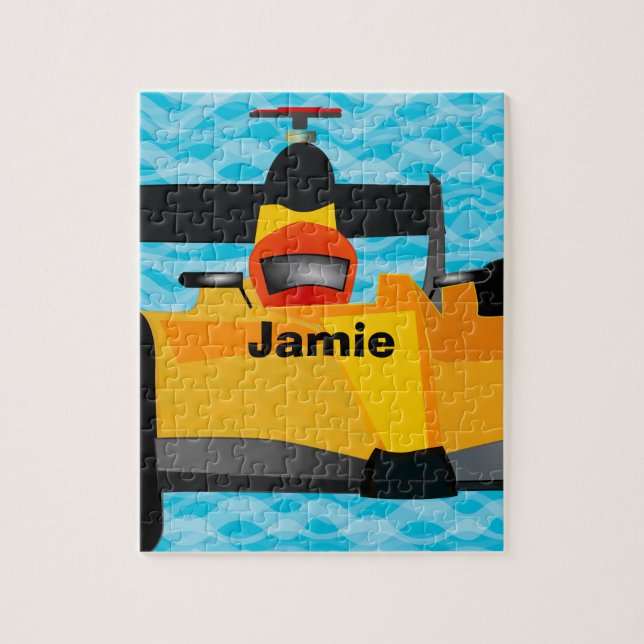 Personalise Race Car Birthday Party Gifts Jigsaw Puzzle (Vertical)