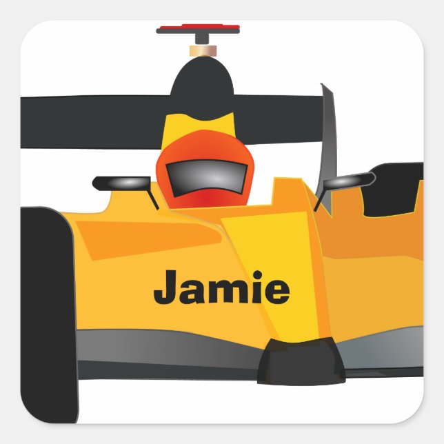 Personalise Race Car Birthday Party Gifts Square Sticker (Front)