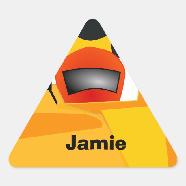 Personalise Race Car Birthday Party Gifts Triangle Sticker (Front)
