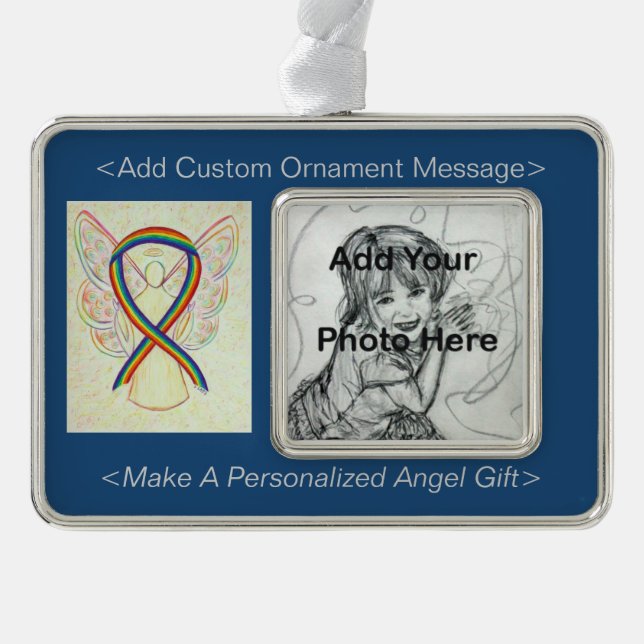 Personalise Rainbow Awareness Angel Ornament (Front)