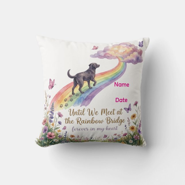 Personalise Rainbow Bridge Dog Memorial   Cushion (Front)