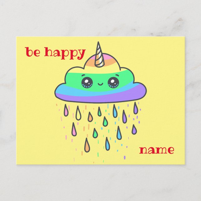 Personalise Rainbow Cloud Unicorn Postcard (Front)