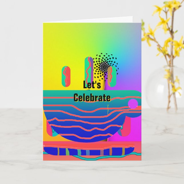 Personalise Rainbow Coffee Cup Add Inside Text Card (Yellow Flower)