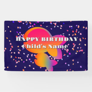 Personalise Rainbow Fish Kids Happy Birthday Banner