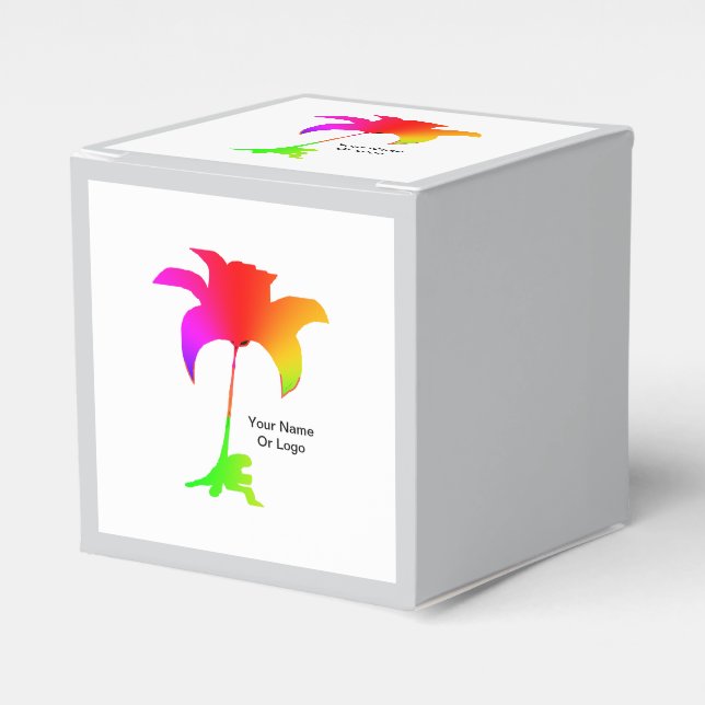Personalise Rainbow Floral Trim Wine Gift Box (Front Side)