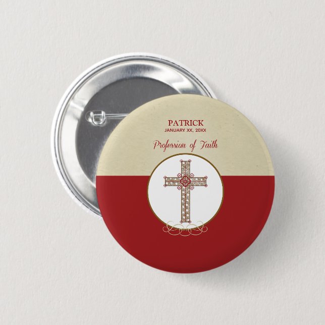 Personalise, RCIA Blessings on Profession of Faith 6 Cm Round Badge (Front & Back)