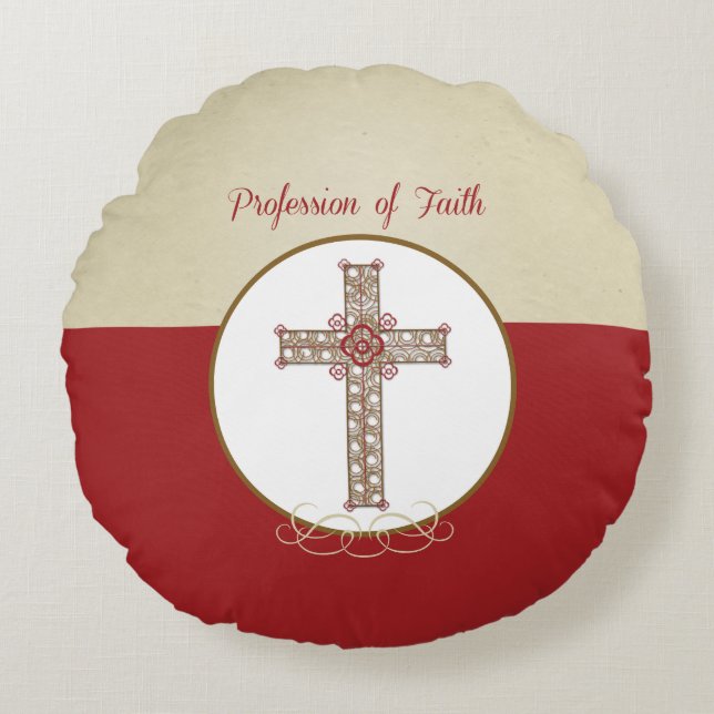 Personalise, RCIA Blessings on Profession of Faith Round Cushion (Front)