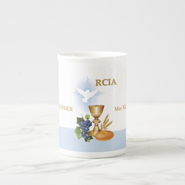 Personalise, RCIA Congrats Catholic Sacrament Bone China Mug (Front)