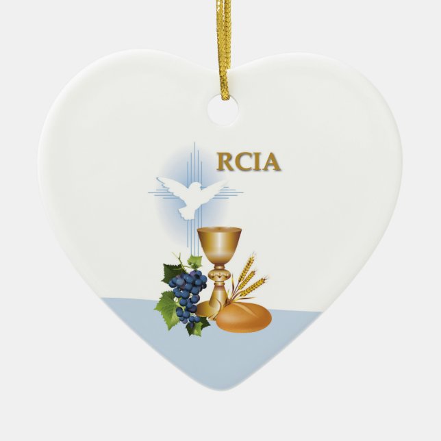 Personalise, RCIA Congrats Catholic Sacrament Ceramic Tree Decoration (Front)