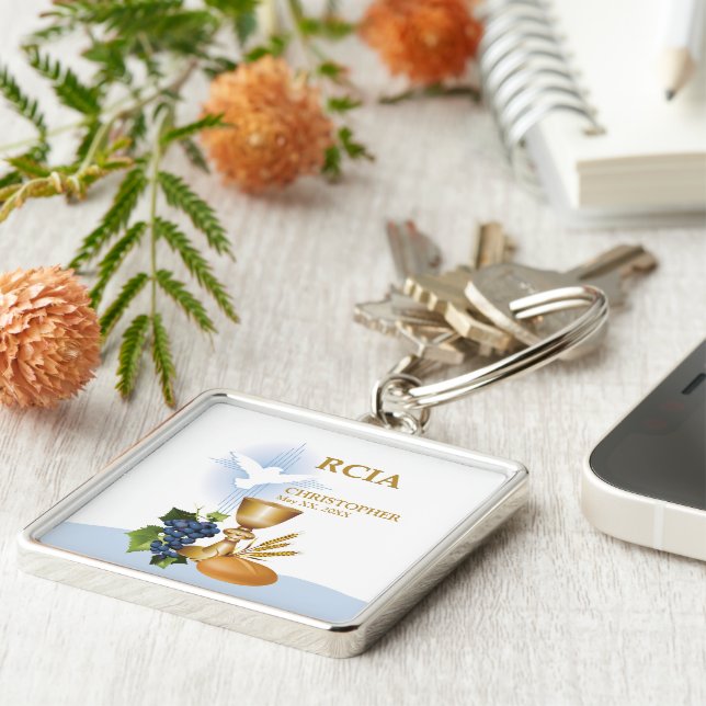 Personalise, RCIA Congrats Catholic Sacrament Key Ring (Side)