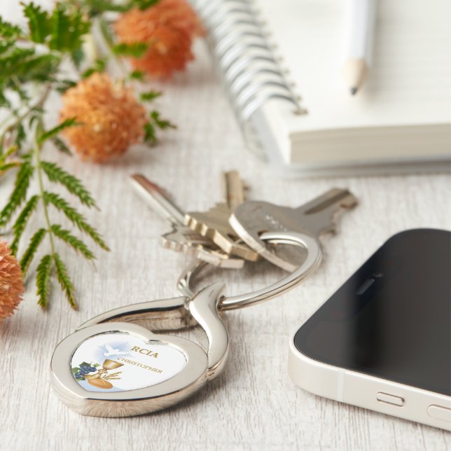 Personalise, RCIA Congrats Catholic Sacrament Key Ring (Side)