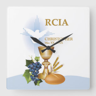 Personalise, RCIA Congrats Catholic Sacrament Square Wall Clock