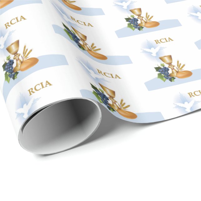 Personalise, RCIA Congrats Catholic Sacrament Wrapping Paper (Roll Corner)