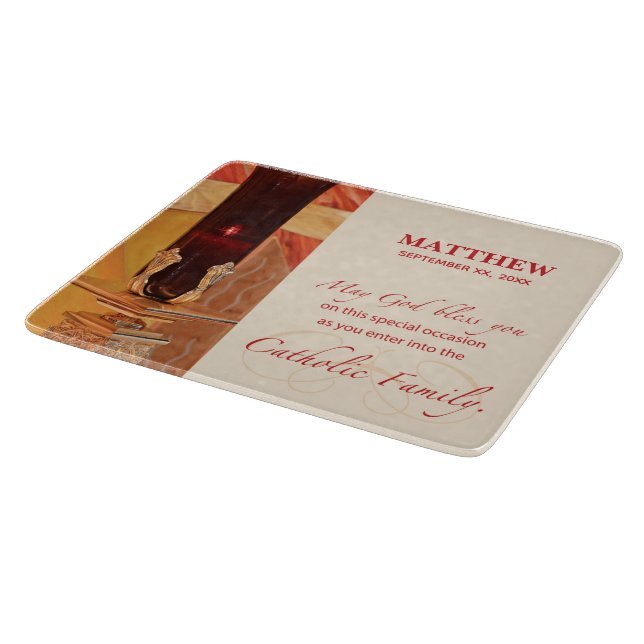 Personalise, RCIA Congratulations, Catholic, Red Cutting Board (Corner)