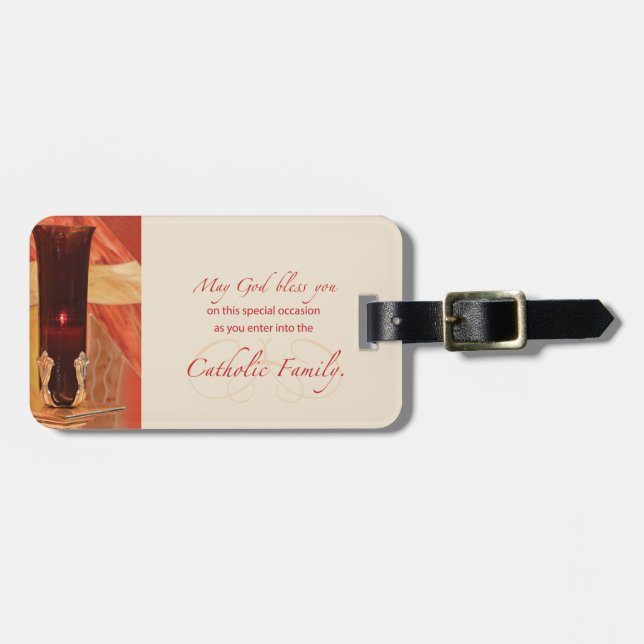 Personalise, RCIA Congratulations, Catholic, Red Luggage Tag (Front Horizontal)