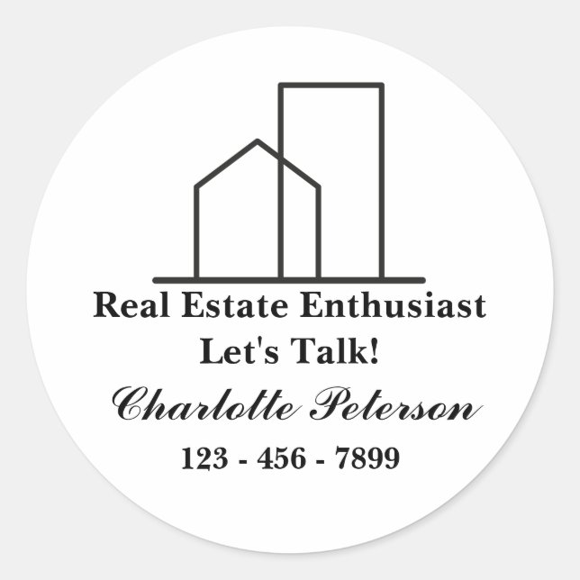 Personalise Realtor Real Estate  Classic Round Sticker (Front)
