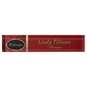 Personalise, Red and Gold Name Plate