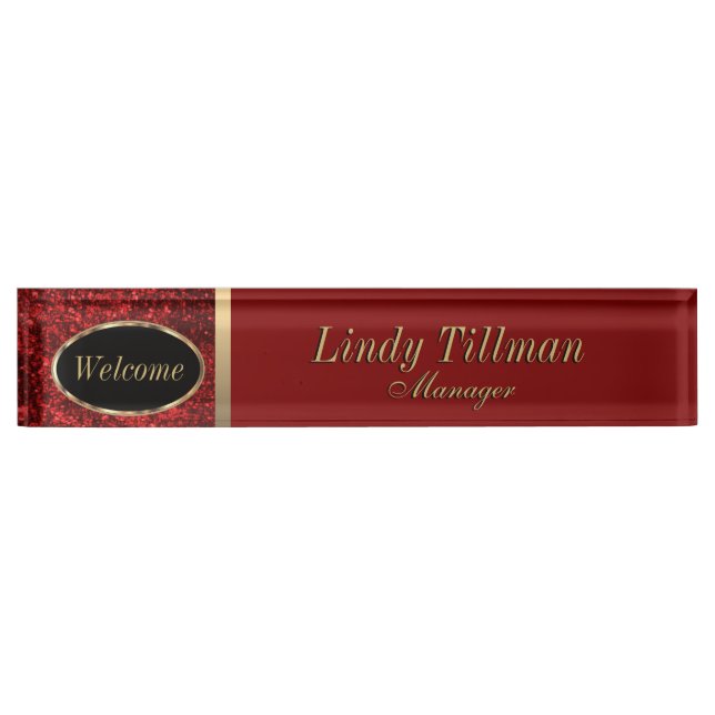 Personalise, Red and Gold  Name Plate (Front)