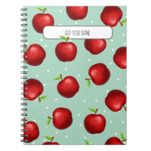 PERSONALISE Red Apple Pattern Notebook