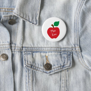 Personalise Red Apple Teacher Gift Pin