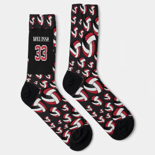 Personalise Red, Black and White Volleyball Socks