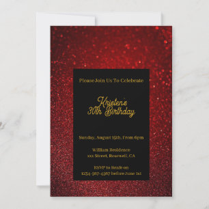 Personalise Red Glitter Birthday Invitation