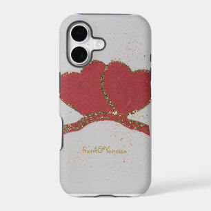 Personalise Red heart gold sparkle Valentine's